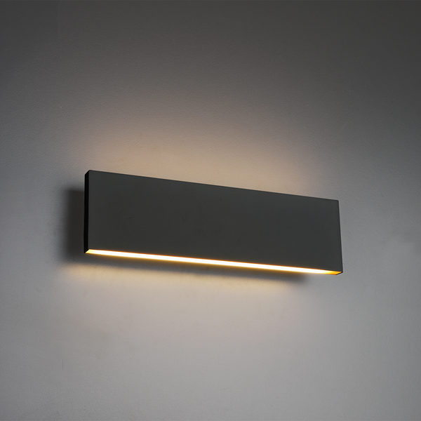 LED-Wandleuchte Concha - Aluminium - 2-flammig - Schwarz - Breite: 28 cm