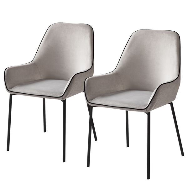 Polsterstuhl Evy II (2er-Set) - Samt & Webstoff / Metall - Schwarz - Kies