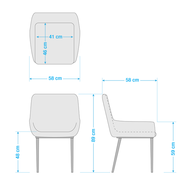 Polsterstuhl Evy II (2er-Set) - Samt & Webstoff / Metall - Schwarz - Kies