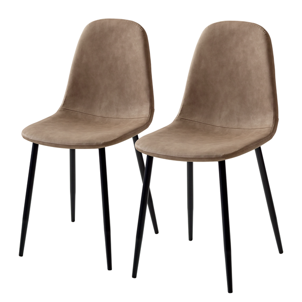 Polsterstuhl Iskmo VII - Kunstleder / Metall - Schwarz - Braun - 2er Set