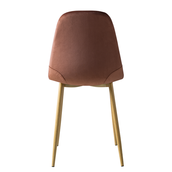Polsterstuhl Iskmo VIII - Samt / Metall - Eiche Dekor - Rosa - 2er Set