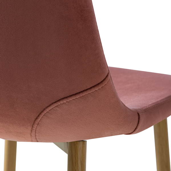 Polsterstuhl Iskmo VIII - Samt / Metall - Eiche Dekor - Rosa - 2er Set