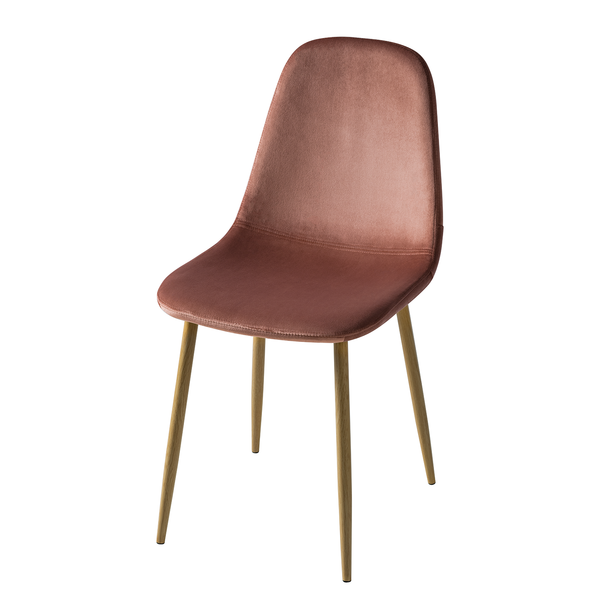 Polsterstuhl Iskmo VIII - Samt / Metall - Eiche Dekor - Rosa - 2er Set