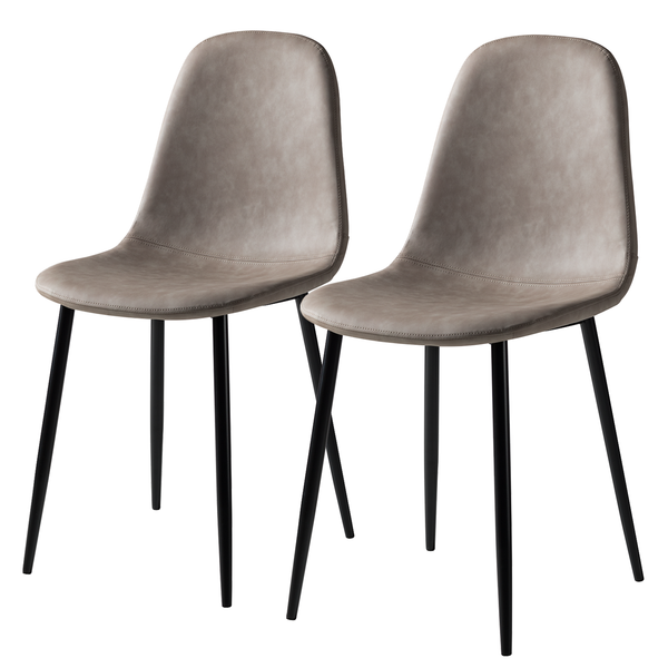Polsterstuhl Iskmo VII - Kunstleder / Metall - Schwarz - Taupe - 2er Set