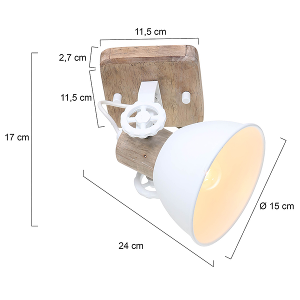 Deckenleuchte Mexlite VI - Stahl / Kiefer - 1-flammig - Weiß - Flammenanzahl: 1
