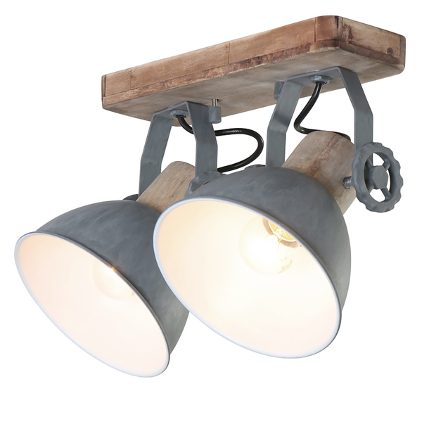 Deckenleuchte Mexlite VI - Stahl / Kiefer - 2-flammig - Grau - Flammenanzahl: 2