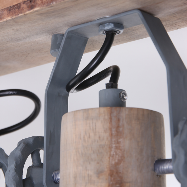 Deckenleuchte Mexlite VI - Stahl / Kiefer - 2-flammig - Grau - Flammenanzahl: 2