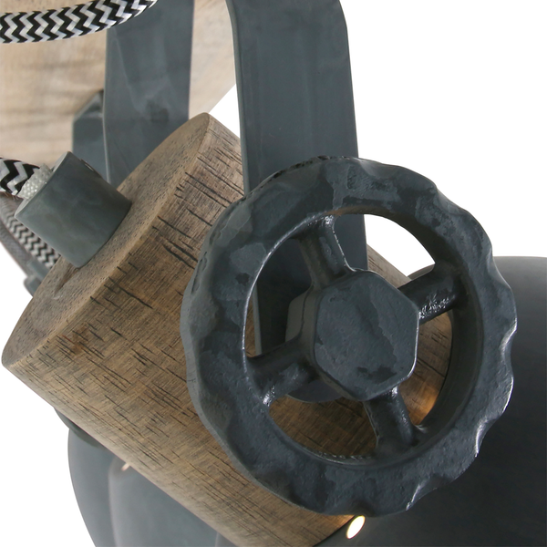 Deckenleuchte Gearwood - Eisen / Kiefer - 3-flammig - Grau