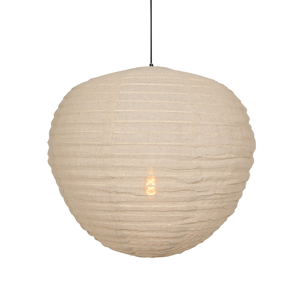 Pendelleuchte Bangalore II - Mischgewebe / Eisen - 1-flammig - Beige