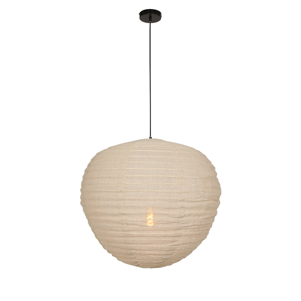 Pendelleuchte Bangalore II - Mischgewebe / Eisen - 1-flammig - Beige