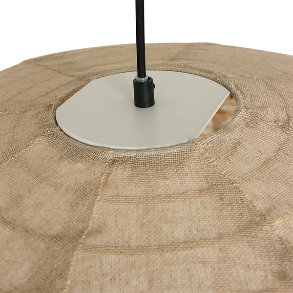 Pendelleuchte Bangalore II - Mischgewebe / Eisen - 1-flammig - Beige