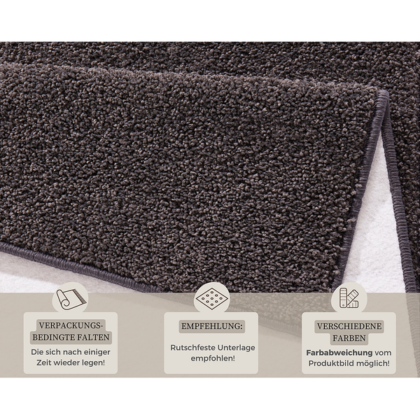 Kurzflorteppiche Pure - Mischgewebe - Anthrazit - 80 x 150 cm