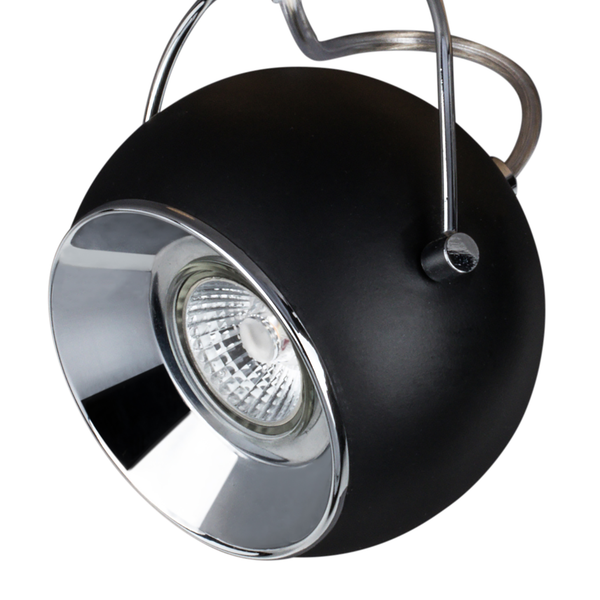 LED-Deckenleuchte Ball - Stahl / Eiche massiv - Schwarz - Flammenanzahl: 2