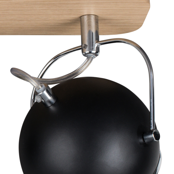LED-Deckenleuchte Ball - Stahl / Eiche massiv - Schwarz - Flammenanzahl: 2