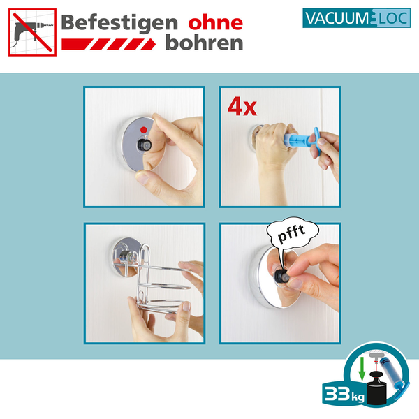 Wandablage Vacuum-Loc Quadro II - Edelstahl rostfrei / ABS - Chrom