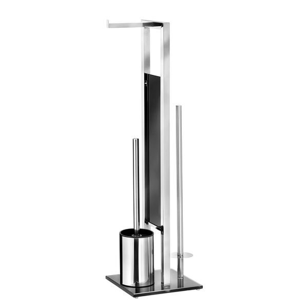 WC-Garnitur Rivalta - Edelstahl rostfrei / Glas - Silber / Schwarz - Silber / Schwarz