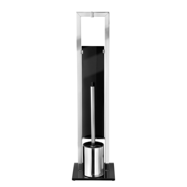 WC-Garnitur Rivalta - Edelstahl rostfrei / Glas - Silber / Schwarz - Silber / Schwarz