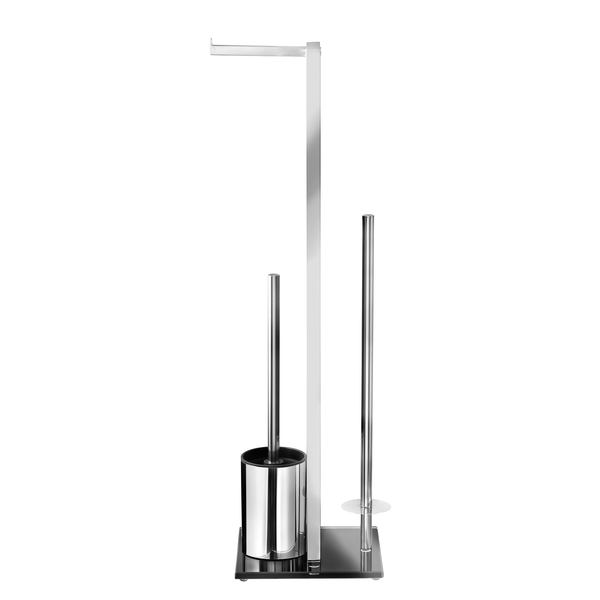 WC-Garnitur Rivalta - Edelstahl rostfrei / Glas - Silber / Schwarz - Silber / Schwarz