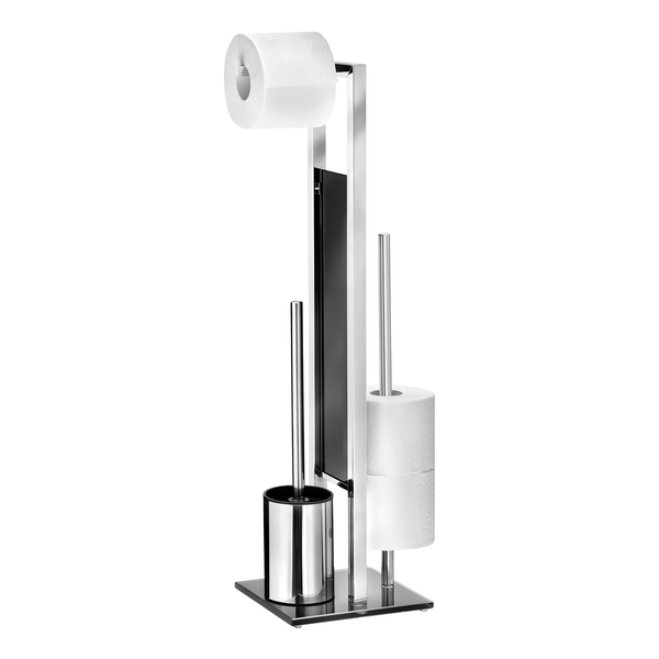 WC-Garnitur Rivalta - Edelstahl rostfrei / Glas - Silber / Schwarz - Silber / Schwarz