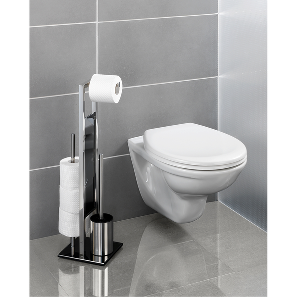 WC-Garnitur Rivalta - Edelstahl rostfrei / Glas - Silber / Schwarz - Silber / Schwarz