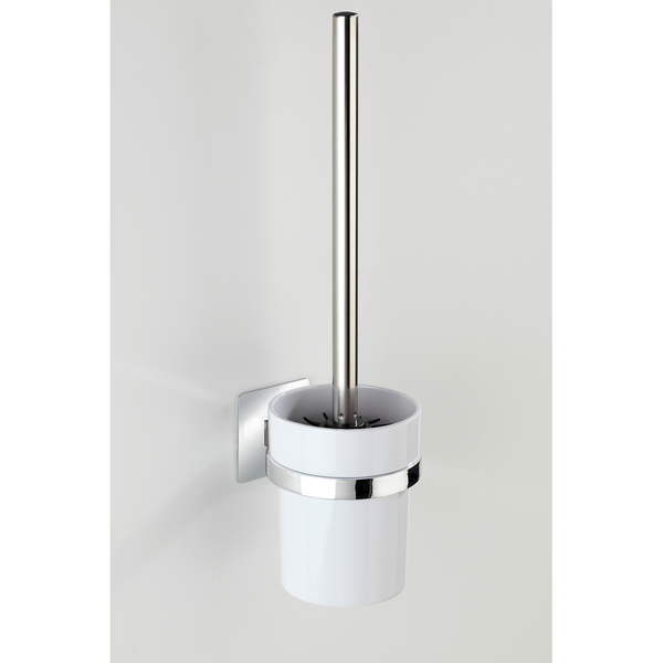 WC-Garnitur Turbo-Loc Quadro - Edelstahl rostfrei / ABS - Silber / Weiß
