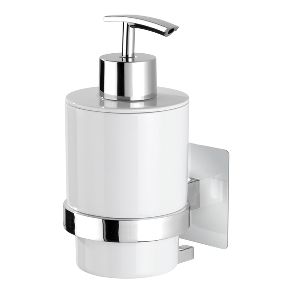 Seifenspender Turbo-Loc Quadro - Edelstahl rostfrei - Chrom / Weiß