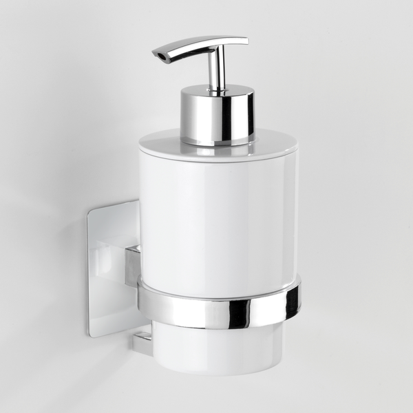 Seifenspender Turbo-Loc Quadro - Edelstahl rostfrei - Chrom / Weiß