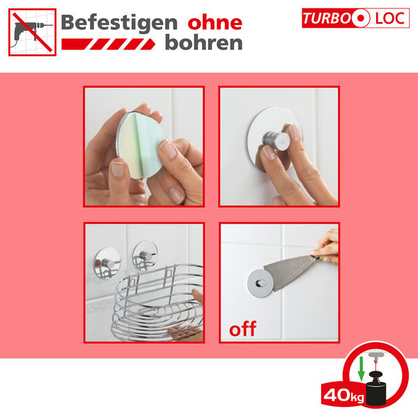 Seifenspender Turbo-Loc Quadro - Edelstahl rostfrei - Chrom / Weiß