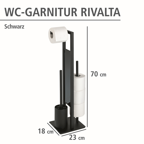 WC-Garnitur Rivalta - Gehärtetes Glas - Schwarz - Schwarz