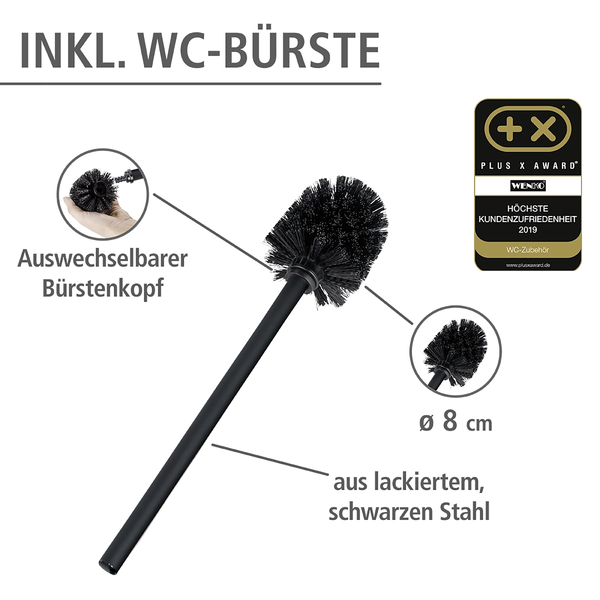 WC-Garnitur Rivalta - Gehärtetes Glas - Schwarz - Schwarz