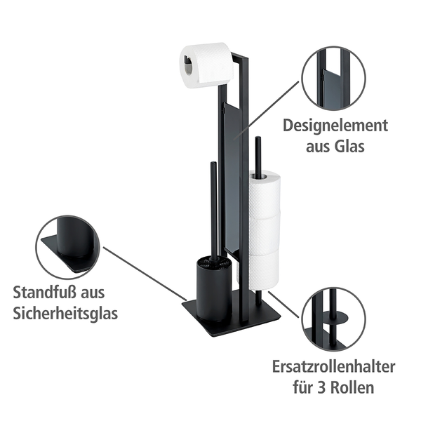 WC-Garnitur Rivalta - Gehärtetes Glas - Schwarz - Schwarz