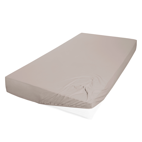 Bio-Mako-Feinjersey-Spannbetttuch - Baumwollstoff - Kies - 200 x 200 cm