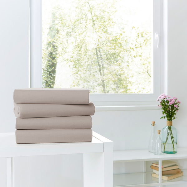 Bio-Mako-Feinjersey-Spannbetttuch - Baumwollstoff - Kies - 200 x 200 cm