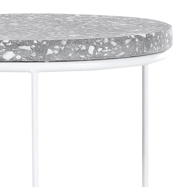 Beistelltisch Terrazzo I - Terrazzo / Metall - Mehrfarbig / Weiß