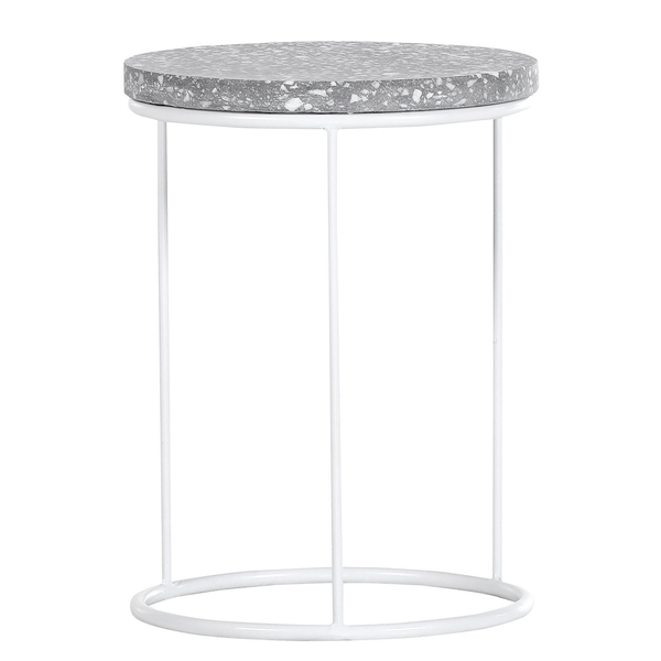 Beistelltisch Terrazzo I - Terrazzo / Metall - Mehrfarbig / Weiß