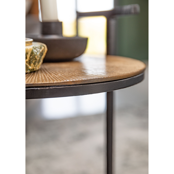 Beistelltisch Nikko V - Metall - Messing Antik / Schwarz