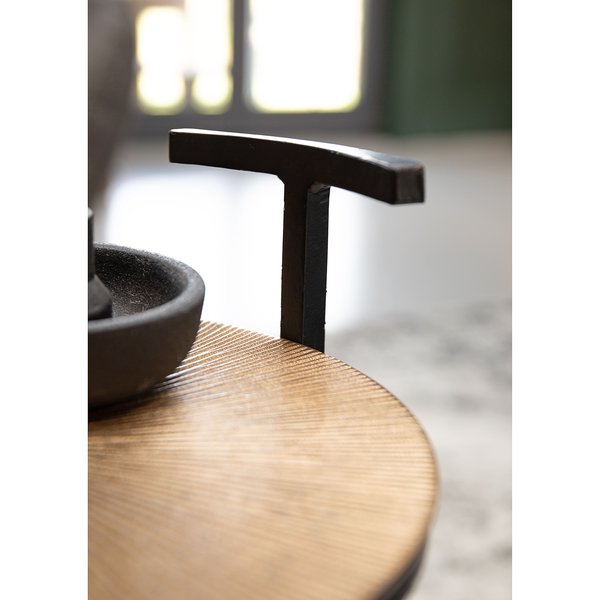 Beistelltisch Nikko V - Metall - Messing Antik / Schwarz