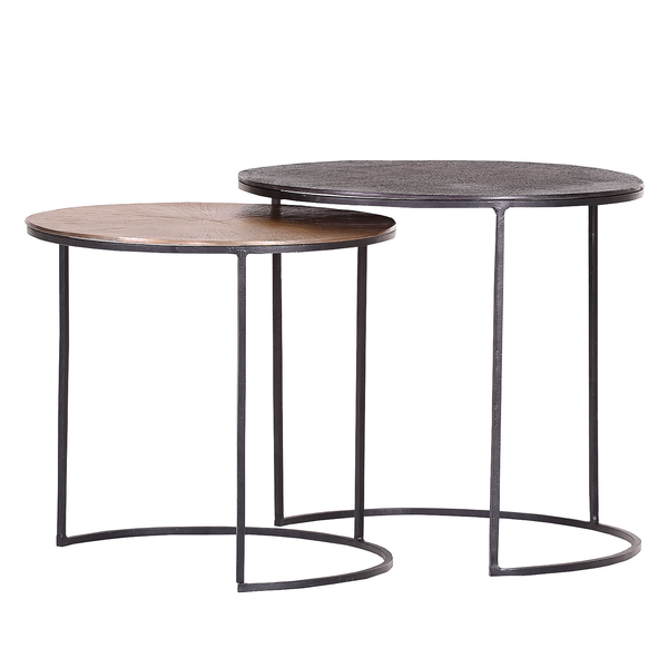 Beistelltisch Nikko II (2-teilig) - Metall - Kupfer Antik / Schwarz
