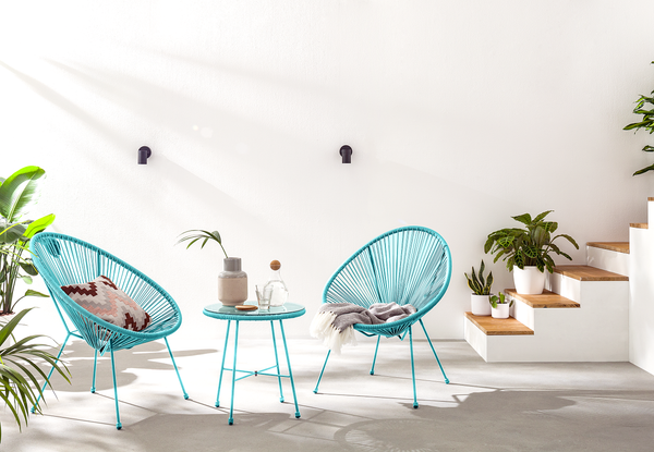 Sitzgruppe Copacabana 3-teilig - Stahl / Polyrattan - Türkis