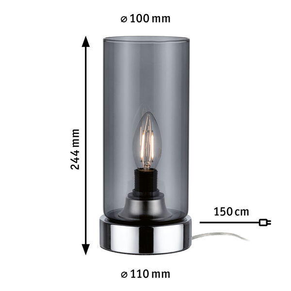 Tischleuchte Pinja II - Glas / Chrom - 1-flammig