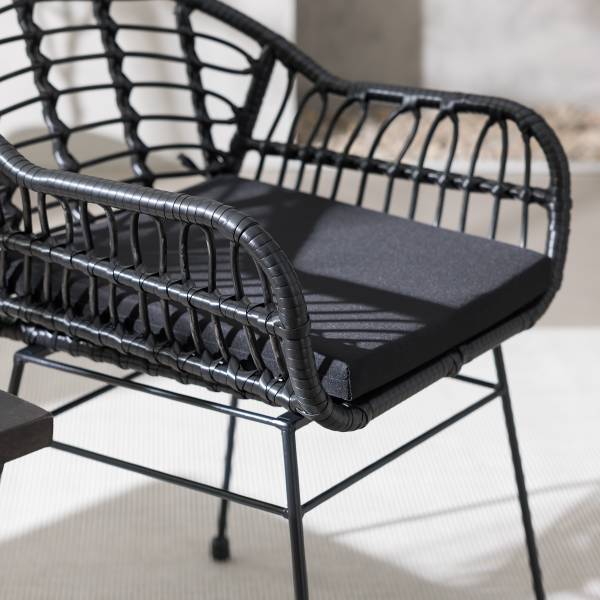 Gartenstuhl KALO 2er-Set - Polyrattan / Stahl - Schwarz