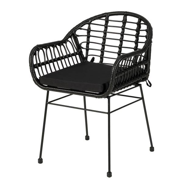 Gartenstuhl KALO 2er-Set - Polyrattan / Stahl - Schwarz