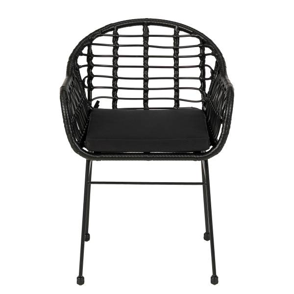 Gartenstuhl KALO 2er-Set - Polyrattan / Stahl - Schwarz
