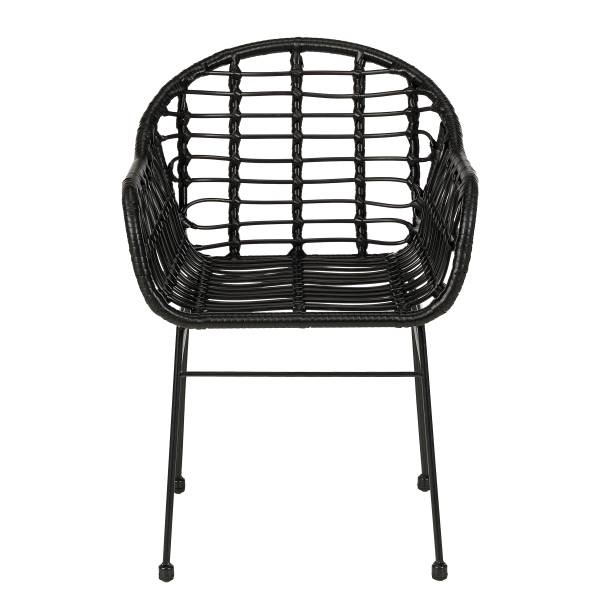 Gartenstuhl KALO 2er-Set - Polyrattan / Stahl - Schwarz