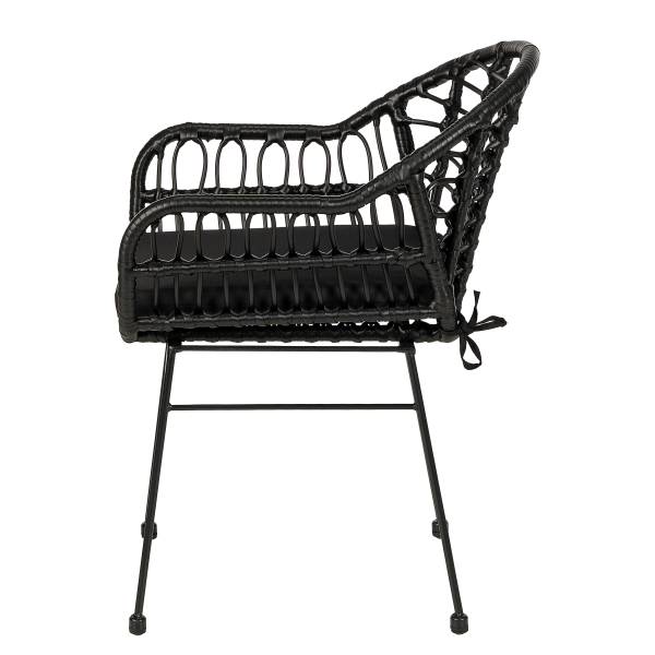 Gartenstuhl KALO 2er-Set - Polyrattan / Stahl - Schwarz