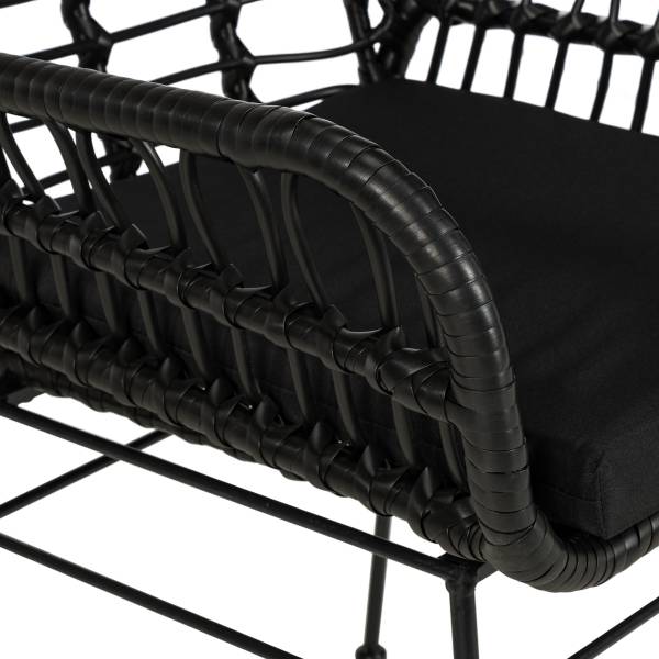 Gartenstuhl KALO 2er-Set - Polyrattan / Stahl - Schwarz