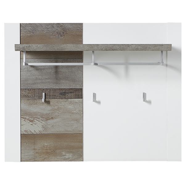 Garderobenpaneel Bickley III - Weiß / Driftwood Dekor