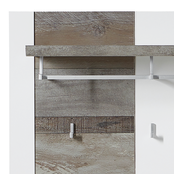 Garderobenpaneel Bickley III - Weiß / Driftwood Dekor