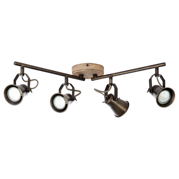 Deckenleuchte Seed II - Stahl / Kiefer massiv - 4-flammig