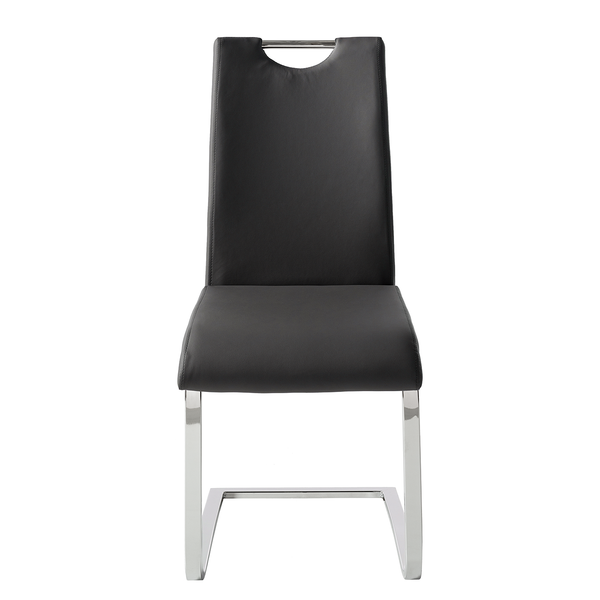 Freischwinger Nevia I - Kunstleder / Metall - Chrom - Kunstleder Aleli: Schwarz - 2er Set